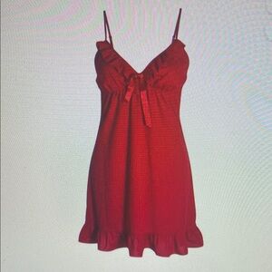 Red Sleeveless Dress with Ruffle Hem